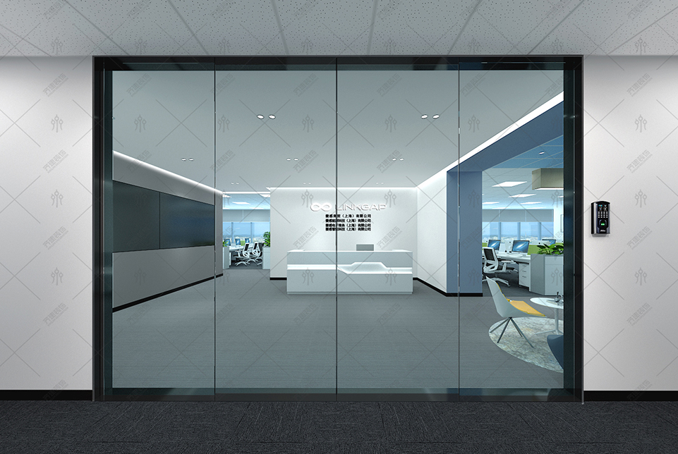  上海菱感電子辦公室前廳裝修設計效果圖 