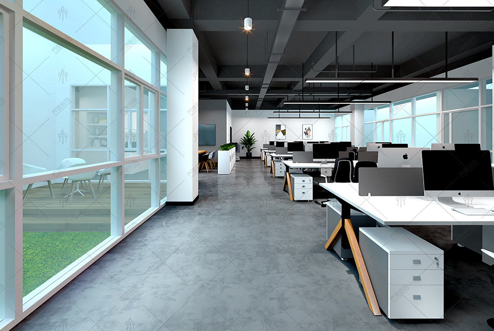  上海汽配研發中心開放式員工辦公區裝修設計效果圖 